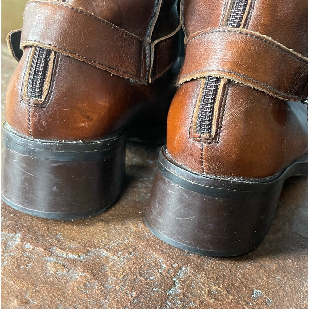 Colin Stuart Italian Leather Lace Up Riding Boots Womens 6 Cognac Tan. EUC - Picture 3 of 5